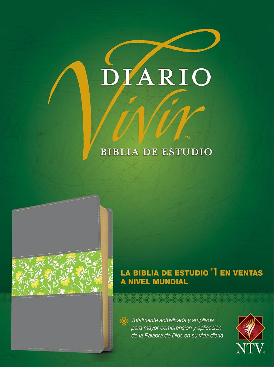 Biblia de estudio Diario vivir NTV Sentipiel Gris-Verde