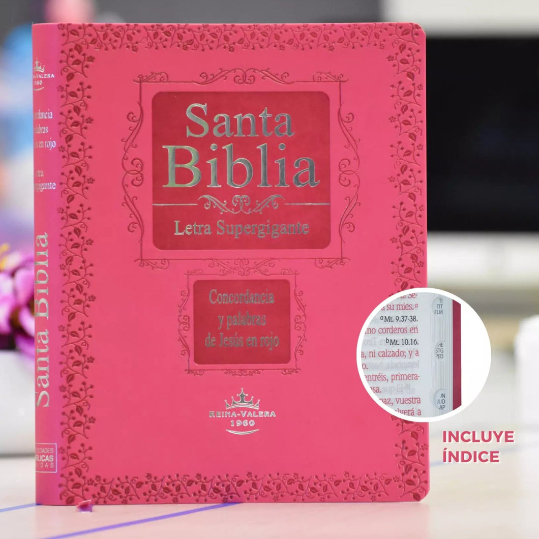 Biblia RVR60 Letra Súper Gigante con índice - Rosada