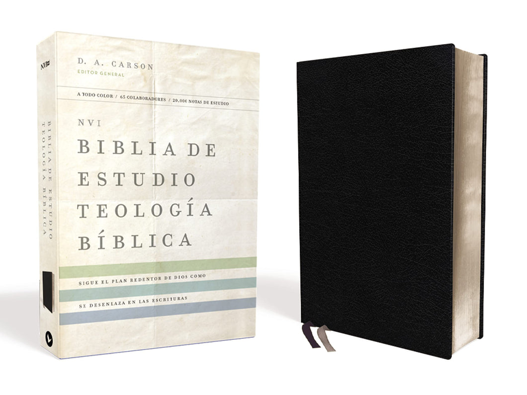 Biblia de estudio Teología Bíblica NVI - Piel reciclada negra