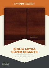 Cargar imagen en el visor de la galería, Biblia RVR60 Letra Súper Gigante café símil piel con índice y solapa
