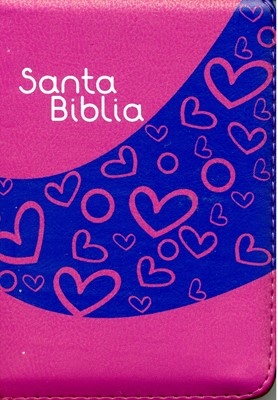 Biblia Fucsia Rosa Corazones RVR60 | Biblias para jóvenes| Sociedad Bíblica Colombiana